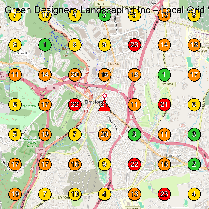 Green Designers Landscaping Inc Landscape Designer GeoGrid ranking map for Elmsford NY